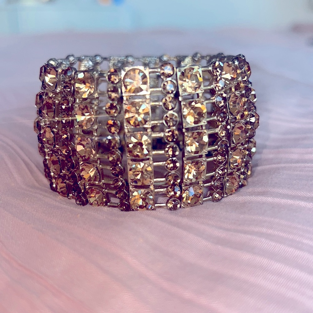 Gold Bronze sparkle stretchy statement bracelet